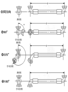 ベンド口金具の相対角度図